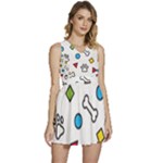 Dog Paw Seamless Pattern Footprint Bone Sleeveless High Waist Mini Dress