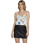 Dog Paw Seamless Pattern Footprint Bone Flowy Camisole Tie Up Top