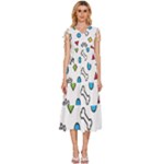 Dog Paw Seamless Pattern Footprint Bone V-Neck Drawstring Shoulder Sleeveless Maxi Dress
