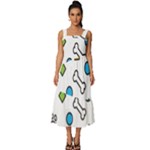 Dog Paw Seamless Pattern Footprint Bone Square Neckline Tiered Midi Dress