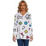 Dog Paw Seamless Pattern Footprint Bone Long Sleeve Drawstring Hooded Top