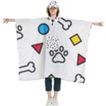Dog Paw Seamless Pattern Footprint Bone Women s Hooded Rain Ponchos