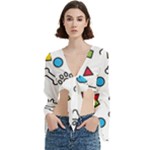 Dog Paw Seamless Pattern Footprint Bone Trumpet Sleeve Cropped Top