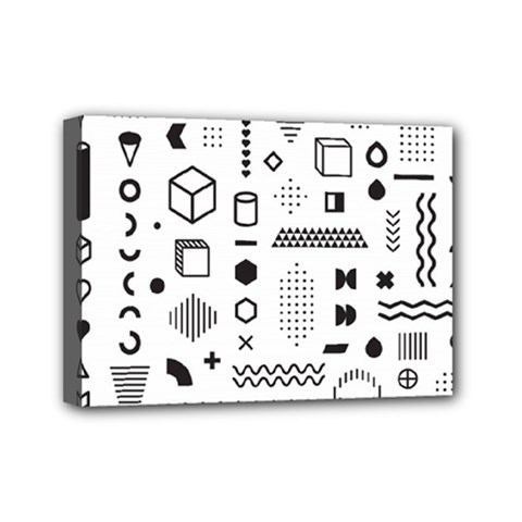 Pattern Hipster Abstract Form Geometric Line Variety Shapes Polkadots Fashion Style Seamless Mini Canvas 7  x 5  (Stretched) from ArtsNow.com