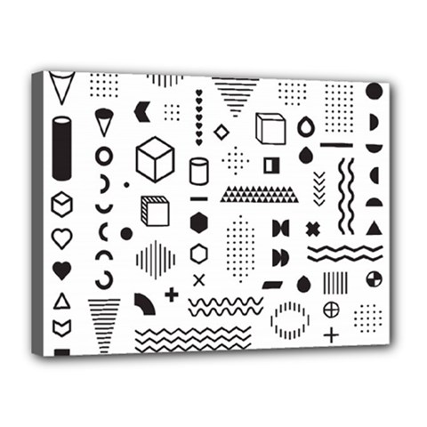 Pattern Hipster Abstract Form Geometric Line Variety Shapes Polkadots Fashion Style Seamless Canvas 16  x 12  (Stretched) from ArtsNow.com