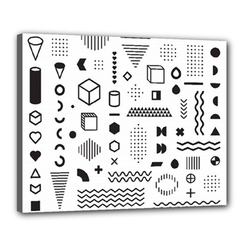 Pattern Hipster Abstract Form Geometric Line Variety Shapes Polkadots Fashion Style Seamless Canvas 20  x 16  (Stretched) from ArtsNow.com