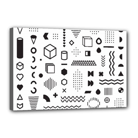 Pattern Hipster Abstract Form Geometric Line Variety Shapes Polkadots Fashion Style Seamless Canvas 18  x 12  (Stretched) from ArtsNow.com