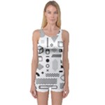 Pattern Hipster Abstract Form Geometric Line Variety Shapes Polkadots Fashion Style Seamless One Piece Boyleg Swimsuit