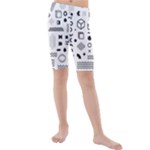 Pattern Hipster Abstract Form Geometric Line Variety Shapes Polkadots Fashion Style Seamless Kids  Mid Length Swim Shorts