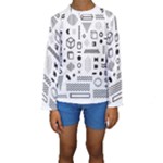 Pattern Hipster Abstract Form Geometric Line Variety Shapes Polkadots Fashion Style Seamless Kids  Long Sleeve Swimwear