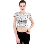 Pattern Hipster Abstract Form Geometric Line Variety Shapes Polkadots Fashion Style Seamless Crew Neck Crop Top