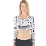Pattern Hipster Abstract Form Geometric Line Variety Shapes Polkadots Fashion Style Seamless Long Sleeve Crop Top