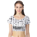 Pattern Hipster Abstract Form Geometric Line Variety Shapes Polkadots Fashion Style Seamless Short Sleeve Crop Top