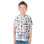 Pattern Hipster Abstract Form Geometric Line Variety Shapes Polkadots Fashion Style Seamless Kids  Cotton T-Shirt