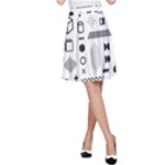 Pattern Hipster Abstract Form Geometric Line Variety Shapes Polkadots Fashion Style Seamless A-Line Skirt