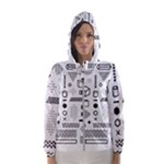 Pattern Hipster Abstract Form Geometric Line Variety Shapes Polkadots Fashion Style Seamless Women s Hooded Windbreaker