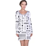 Pattern Hipster Abstract Form Geometric Line Variety Shapes Polkadots Fashion Style Seamless Long Sleeve Nightdress