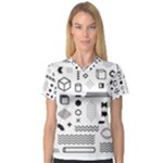 Pattern Hipster Abstract Form Geometric Line Variety Shapes Polkadots Fashion Style Seamless V-Neck Sport Mesh T-Shirt
