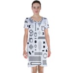 Pattern Hipster Abstract Form Geometric Line Variety Shapes Polkadots Fashion Style Seamless Short Sleeve Nightdress