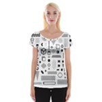 Pattern Hipster Abstract Form Geometric Line Variety Shapes Polkadots Fashion Style Seamless Cap Sleeve Top
