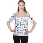 Pattern Hipster Abstract Form Geometric Line Variety Shapes Polkadots Fashion Style Seamless Cutout Shoulder T-Shirt