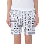 Pattern Hipster Abstract Form Geometric Line Variety Shapes Polkadots Fashion Style Seamless Women s Basketball Shorts