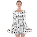 Pattern Hipster Abstract Form Geometric Line Variety Shapes Polkadots Fashion Style Seamless Long Sleeve Skater Dress