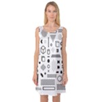 Pattern Hipster Abstract Form Geometric Line Variety Shapes Polkadots Fashion Style Seamless Sleeveless Satin Nightdress