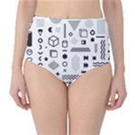 Pattern Hipster Abstract Form Geometric Line Variety Shapes Polkadots Fashion Style Seamless Classic High-Waist Bikini Bottoms