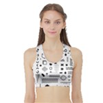 Pattern Hipster Abstract Form Geometric Line Variety Shapes Polkadots Fashion Style Seamless Sports Bra with Border