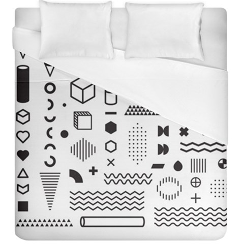 Pattern Hipster Abstract Form Geometric Line Variety Shapes Polkadots Fashion Style Seamless Duvet Cover (King Size) from ArtsNow.com