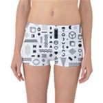 Pattern Hipster Abstract Form Geometric Line Variety Shapes Polkadots Fashion Style Seamless Reversible Boyleg Bikini Bottoms