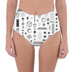 Pattern Hipster Abstract Form Geometric Line Variety Shapes Polkadots Fashion Style Seamless Reversible High-Waist Bikini Bottoms