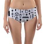 Pattern Hipster Abstract Form Geometric Line Variety Shapes Polkadots Fashion Style Seamless Reversible Mid-Waist Bikini Bottoms