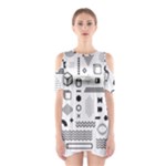 Pattern Hipster Abstract Form Geometric Line Variety Shapes Polkadots Fashion Style Seamless Shoulder Cutout One Piece Dress