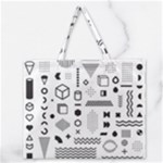 Pattern Hipster Abstract Form Geometric Line Variety Shapes Polkadots Fashion Style Seamless Zipper Large Tote Bag