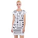 Pattern Hipster Abstract Form Geometric Line Variety Shapes Polkadots Fashion Style Seamless Cap Sleeve Bodycon Dress