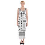 Pattern Hipster Abstract Form Geometric Line Variety Shapes Polkadots Fashion Style Seamless Fitted Maxi Dress