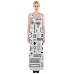 Pattern Hipster Abstract Form Geometric Line Variety Shapes Polkadots Fashion Style Seamless Thigh Split Maxi Dress