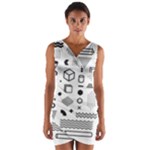 Pattern Hipster Abstract Form Geometric Line Variety Shapes Polkadots Fashion Style Seamless Wrap Front Bodycon Dress