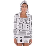 Pattern Hipster Abstract Form Geometric Line Variety Shapes Polkadots Fashion Style Seamless Long Sleeve Hooded T-shirt