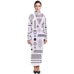 Pattern Hipster Abstract Form Geometric Line Variety Shapes Polkadots Fashion Style Seamless Turtleneck Maxi Dress