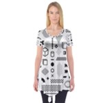 Pattern Hipster Abstract Form Geometric Line Variety Shapes Polkadots Fashion Style Seamless Short Sleeve Tunic 