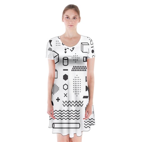 Pattern Hipster Abstract Form Geometric Line Variety Shapes Polkadots Fashion Style Seamless Short Sleeve V