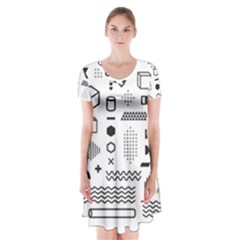 Pattern Hipster Abstract Form Geometric Line Variety Shapes Polkadots Fashion Style Seamless Short Sleeve V