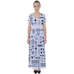 Pattern Hipster Abstract Form Geometric Line Variety Shapes Polkadots Fashion Style Seamless High Waist Short Sleeve Maxi Dress
