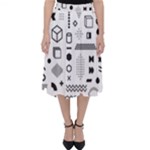 Pattern Hipster Abstract Form Geometric Line Variety Shapes Polkadots Fashion Style Seamless Classic Midi Skirt