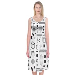 Pattern Hipster Abstract Form Geometric Line Variety Shapes Polkadots Fashion Style Seamless Midi Sleeveless Dress from ArtsNow.com