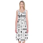 Pattern Hipster Abstract Form Geometric Line Variety Shapes Polkadots Fashion Style Seamless Midi Sleeveless Dress