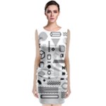 Pattern Hipster Abstract Form Geometric Line Variety Shapes Polkadots Fashion Style Seamless Classic Sleeveless Midi Dress